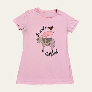 Pink Y2K Friends Not Food Vegetarian Vegan Farm Animal Short Sleeve T-Shirt